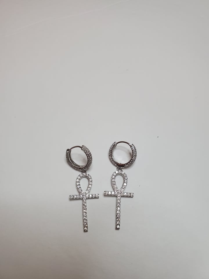 Ankh earrings- platinum plated
