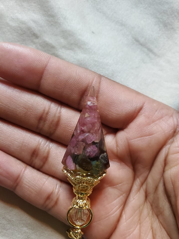 Rainbow tourmaline premium pendulum