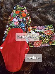 Red Medium reusable pads and storage pouch
