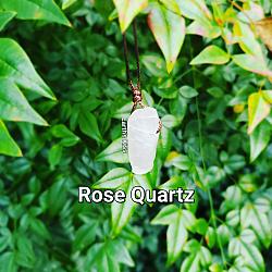 Rose Quartz on brown rope