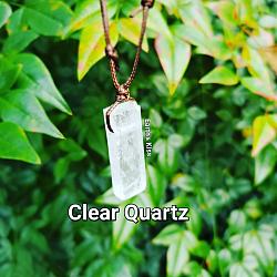 Clear Quartz on brown rope