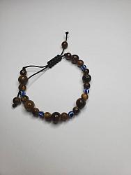 Evil eye protection and tigers eye adjustable bracelet