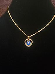 Evil eye protect heart necklace