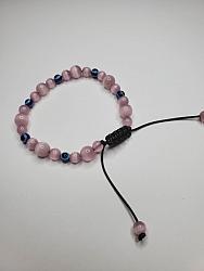 Evil eye protection and pink cats eye adjustable bracelet