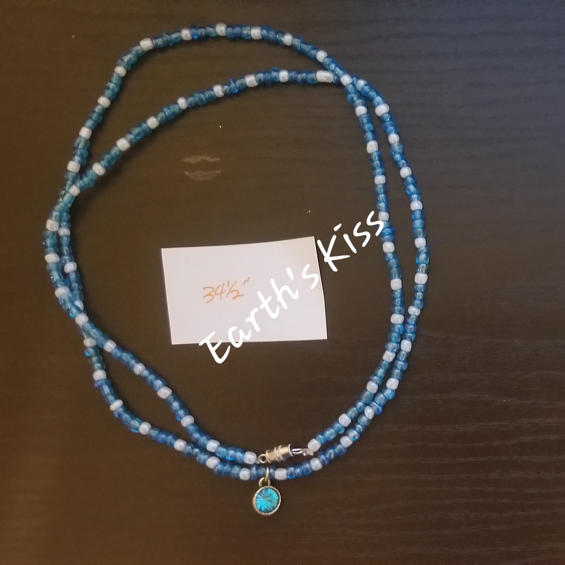 Blue and white waist beads