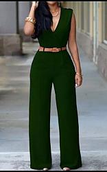 Ready to ship-Green Jumpsuit with belt