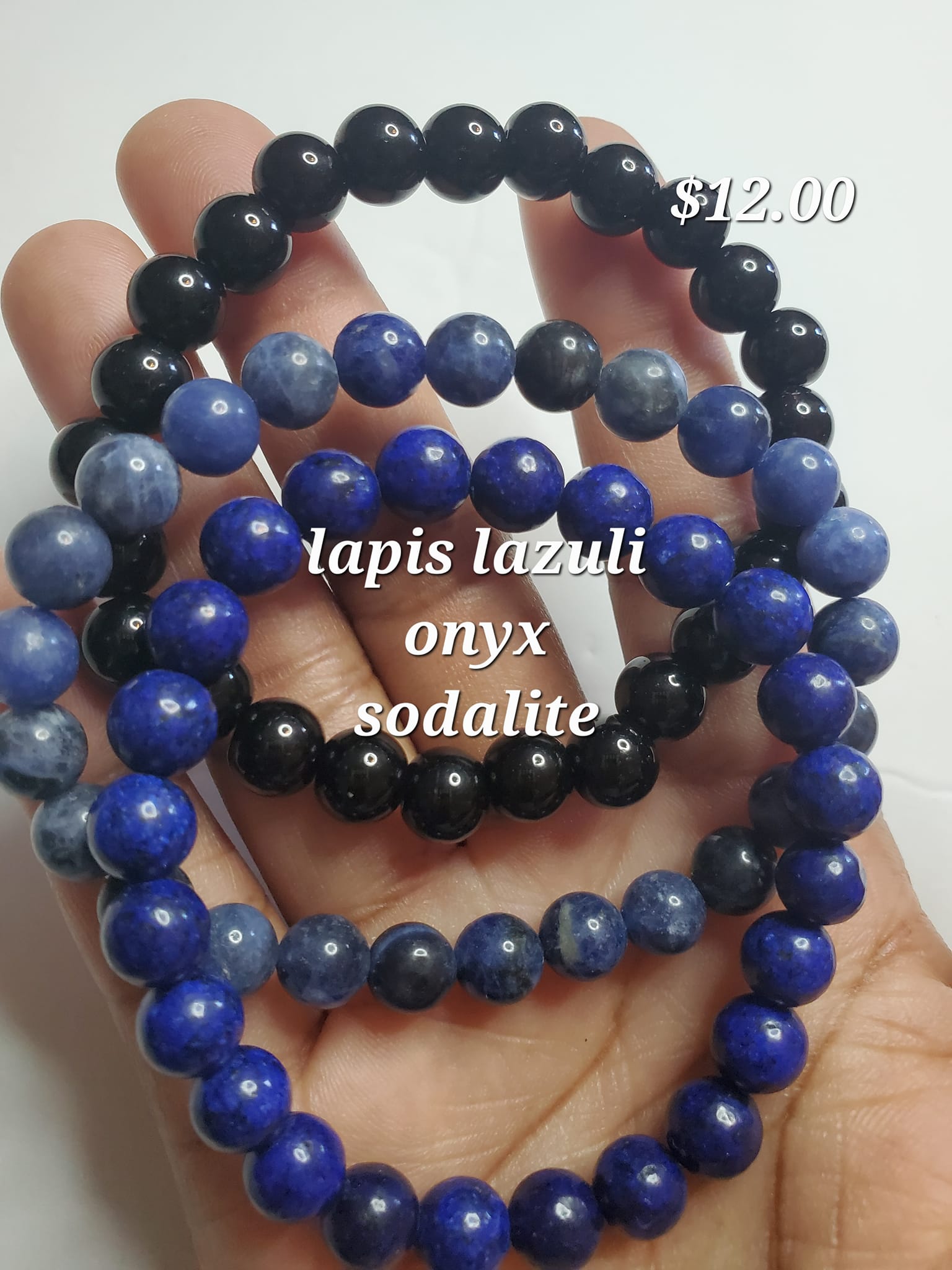 Lapis lazuli, onyx, sodalite bracelet set