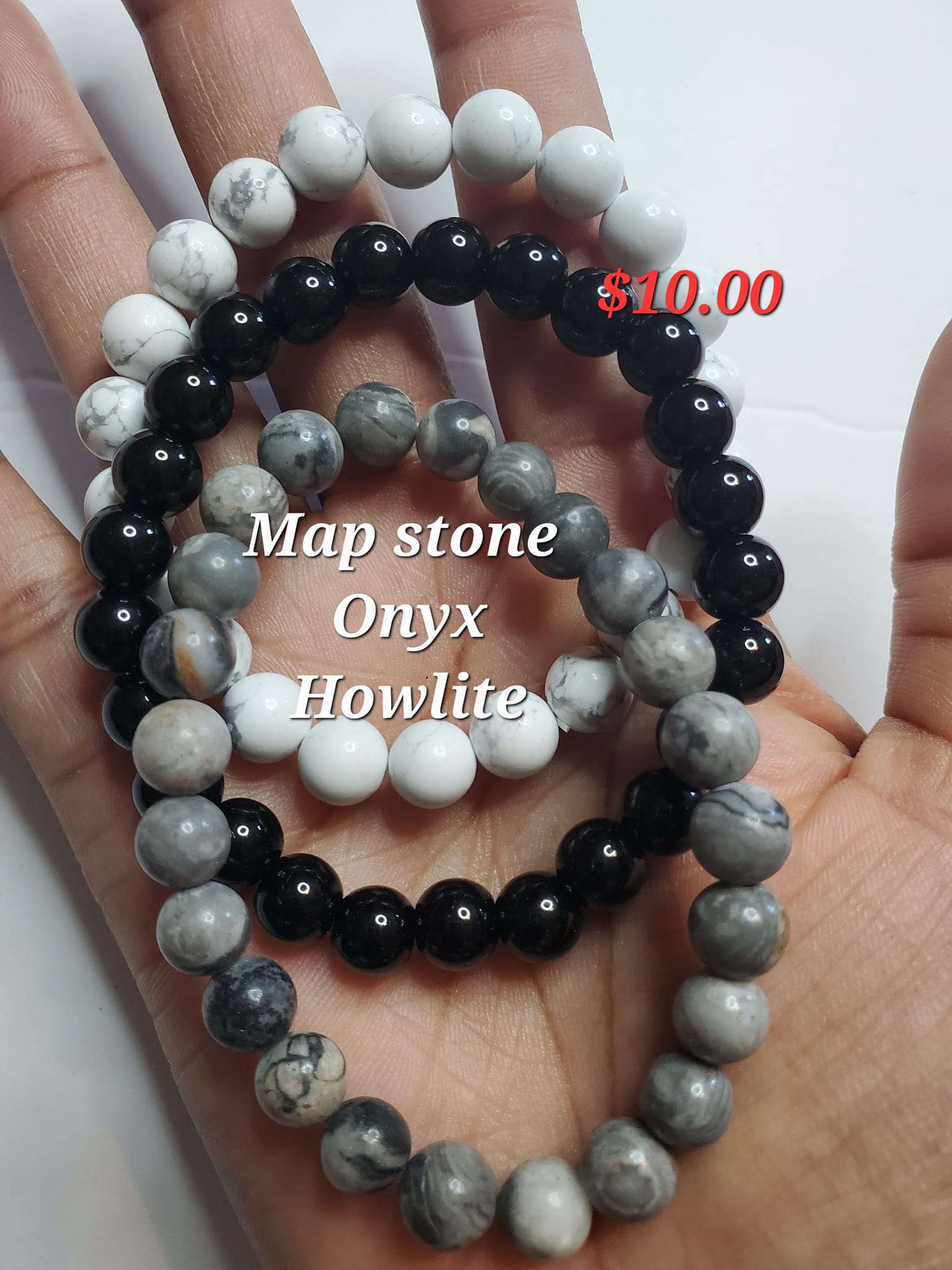 Map, onyx, howlite bracelet