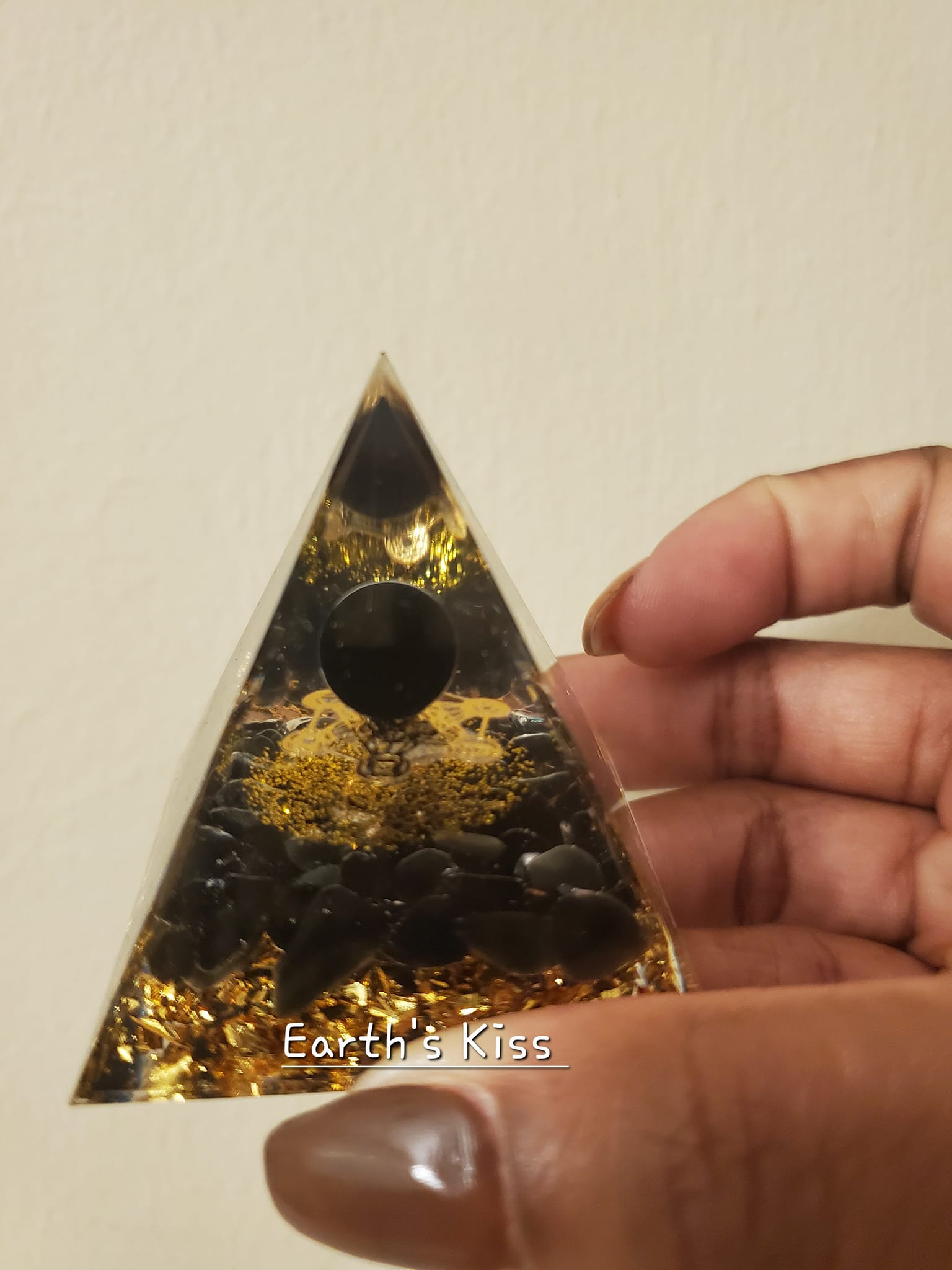 Black obsidian pyramid